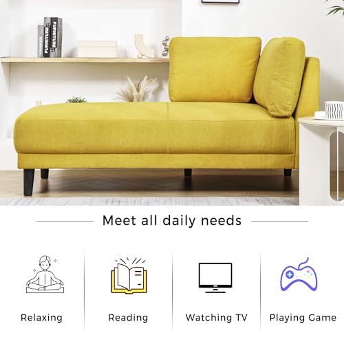 65" Modern Chaise Lounge Sofa Chair, Sleeper Sofa, Upholstered Indoor Chaise Lounge, Corner Sofa Couch, Sofa Bed Leisure Sofa Recliner for Bedroom, Living Room, Office & Apartment, Grey
