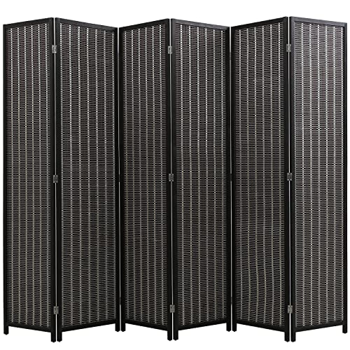 FDW Room Divider Bamboo Room Divider Wall Folding Privacy Wall Divider Wood Screen for Home Bedroom Living Room (6 Panel, Natural)