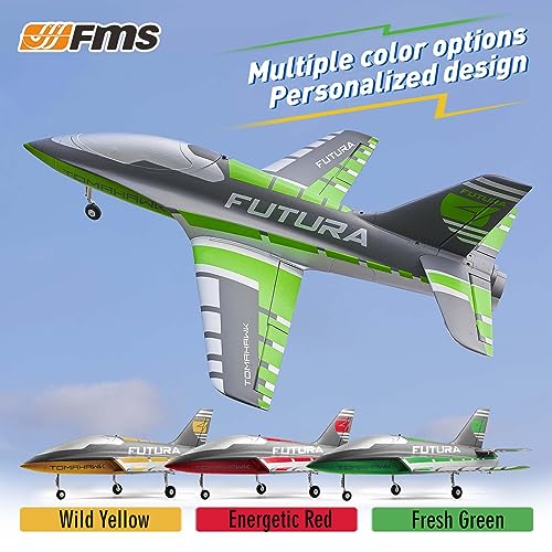 FMS Rc Jets Futura 64MM EDF Sport Jet Green rc Airplanes for Adults for Trainers EDF for Beginners 6 Channel Remote Control Planes PNP(NO Transmitter Batteries and Charger)