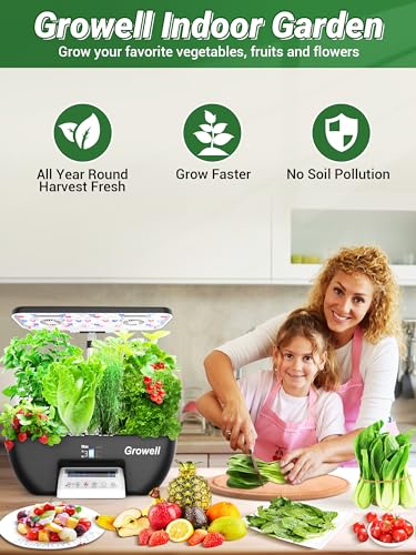 Hydroponics Growing System Kit, 17 Pods Herb Garden with 102 28W Full-Spectrum Grow Lights & 2 Fans, Indoor Garden with Water Pump, 10L Water Tank, Auto Timer, Height Adjustable (Black & Grey)