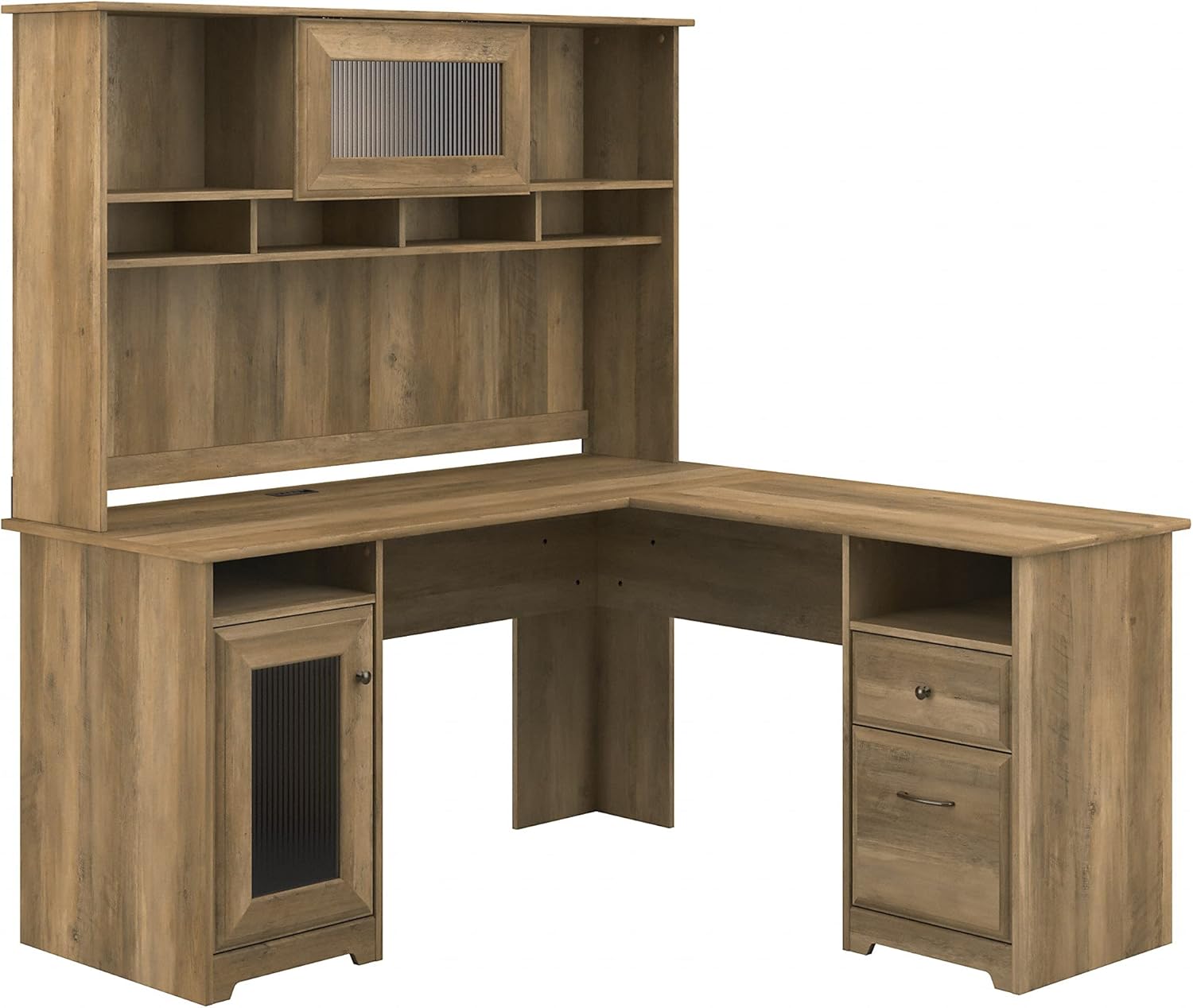 Bush Furniture Cabot L Shaped Desk with Hutch in Espresso Oak