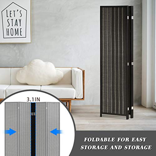 FDW Room Divider Bamboo Room Divider Wall Folding Privacy Wall Divider Wood Screen for Home Bedroom Living Room (6 Panel, Natural)