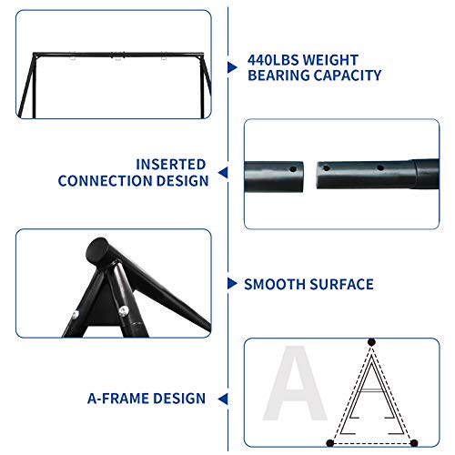 IKARE Heavy Duty Metal Swing Frame, Extra Large Swing Stand for Kids and Adults, Supports up to 440 LBS, Fits for Most Swings, Great for Indoor and Outdoor Activities, Garden, Backyard, Playground