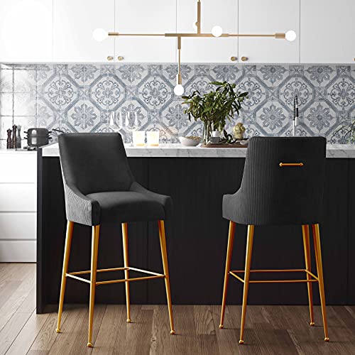 Tov Furniture Beatrix Pleated Velvet Dining Counter Stool