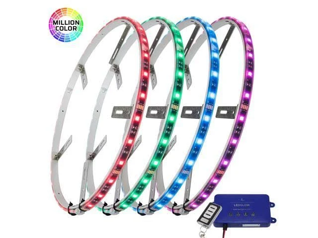 LEDGlow 4pc 14x22 Million Color LED Wheel Ring Light Kit