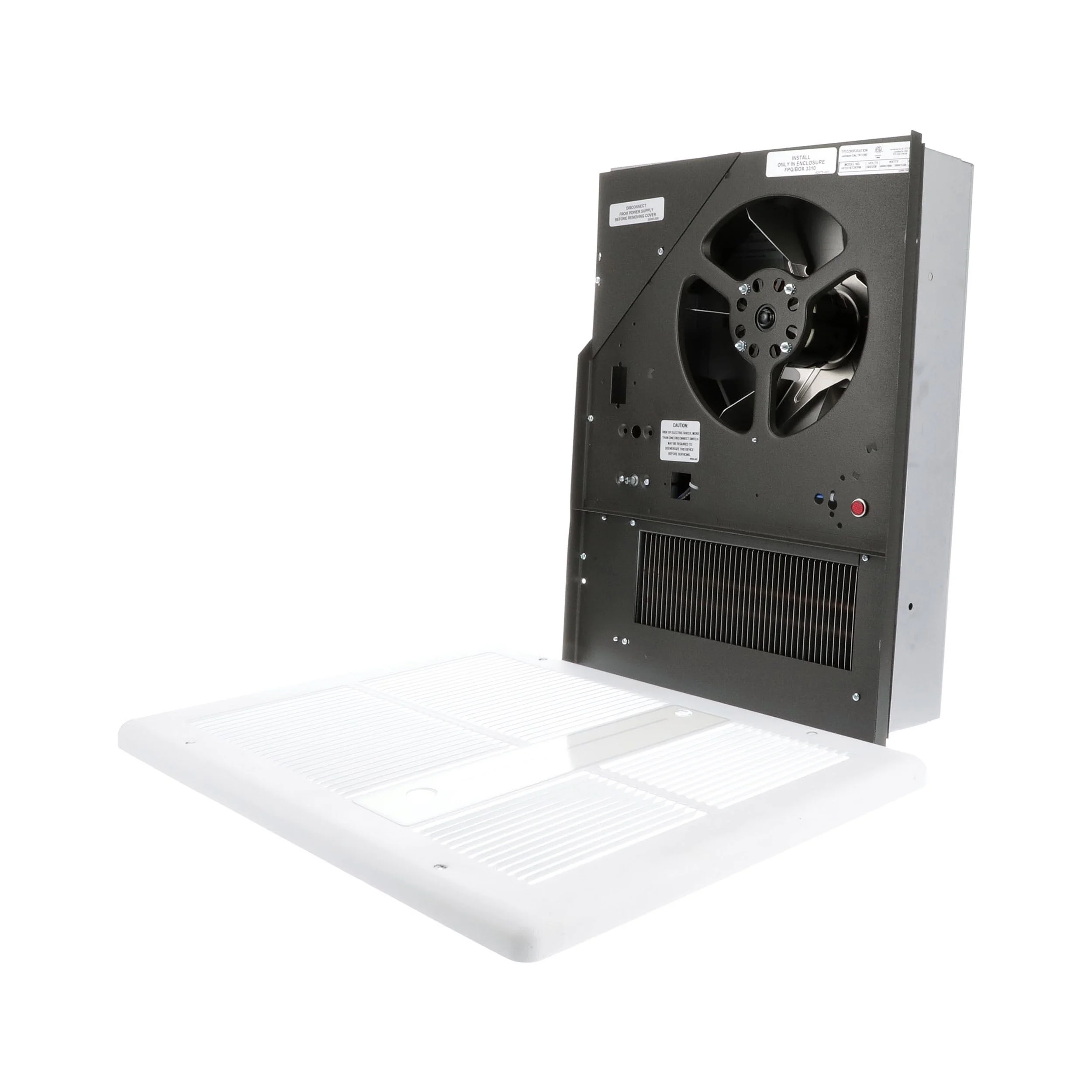 TPI Corporation HF3316T2RPW Large Fan Forced Electric Wall Heater, Markel 3310-Series, 4000-Watt, 240/208V, 16.8A, 175-CFM, Double Pole Thermostat, Steel Grill 18ga. White