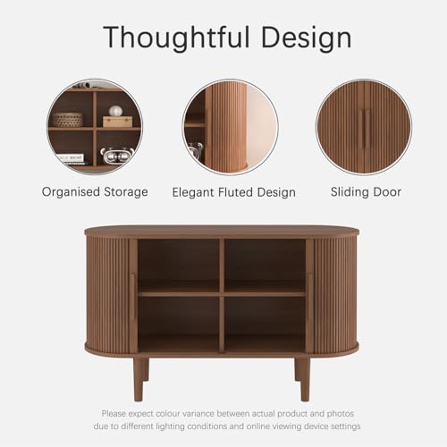47" Sideboard Tambour Storage Cabinet, Black Corner Cabinet with Doors and Shelves, Fluted Sideboard Cabinet for Kitchen, Entryway and Living Room