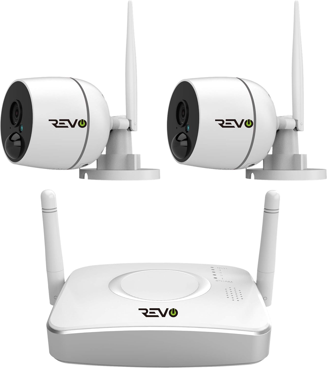 REVO America 4CH Wireless Gateway Security System with 32GB Micro SD Card & 2X 1080p Battery Operated Cameras with 2-Way Audio (RWG41CU2X-1)