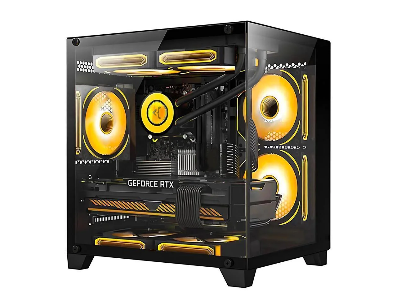 Orangexin Gaming PC -AMD Ryzen 5 5600G (4.4GHz Turbo) , Radeon RX 6750 GRE 12G ,16GB DDR4 3200MHz ,1TB PCIe+1TB SATA SSD, 240mm AIO,WiFi ,Boothblue &RGB Fans Windows 11 Pro Desktop - Curated Treasures Market