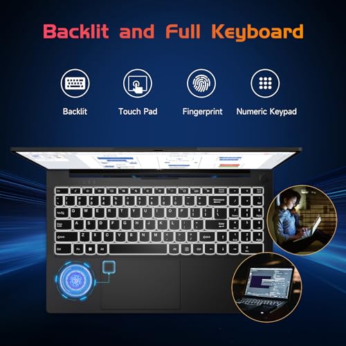 NIMO 15.6 IPS-FHD-Laptop, Intel Pentium 4 Cores N100 8GB RAM 128GB SSD Backlit Keyboard Fingerprint (Beat to i3-1115G4 Up to 3.4GHz) Computer for Student-Home WiFi 6 BT5.2 Win 11
