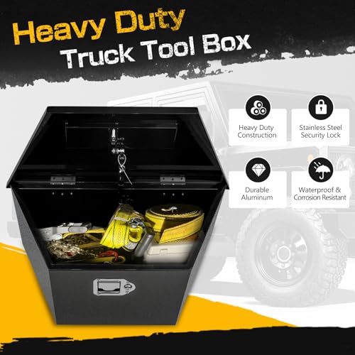 36" x 12" x 11.8" Trailer Tongue Tool Box Heavy Duty Steel Trailer Toolbox Organizer Truck Underbody Box with Latch & Keys Compatible with Pick Up Truck Bed RV Trailer ATV Black
