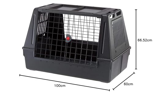 Ferplast Atlas Vehicle SUV Dog Crate, Assembled Car Dog Crate Measures 39L x 23W x 26H, Ideal for Medium to Intermediate Dog Breeds, Black