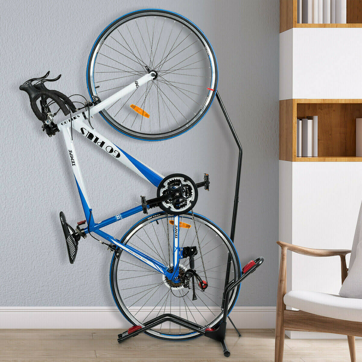 Bike Floor Stand Bike Rack Stand for Vertical/Horizontal Indoor Bike Storage