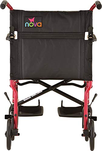 NOVA Medical Products Ultra Lightweight Transport Chair, Red, 1 Count