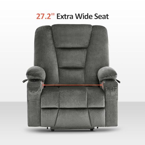 MCombo Small Power Lift Recliner Chair with Massage and Heat for Petite People, Cup Holders, USB Ports, Side Pockets, Fabric 7569 (Small-Regular, Brown)