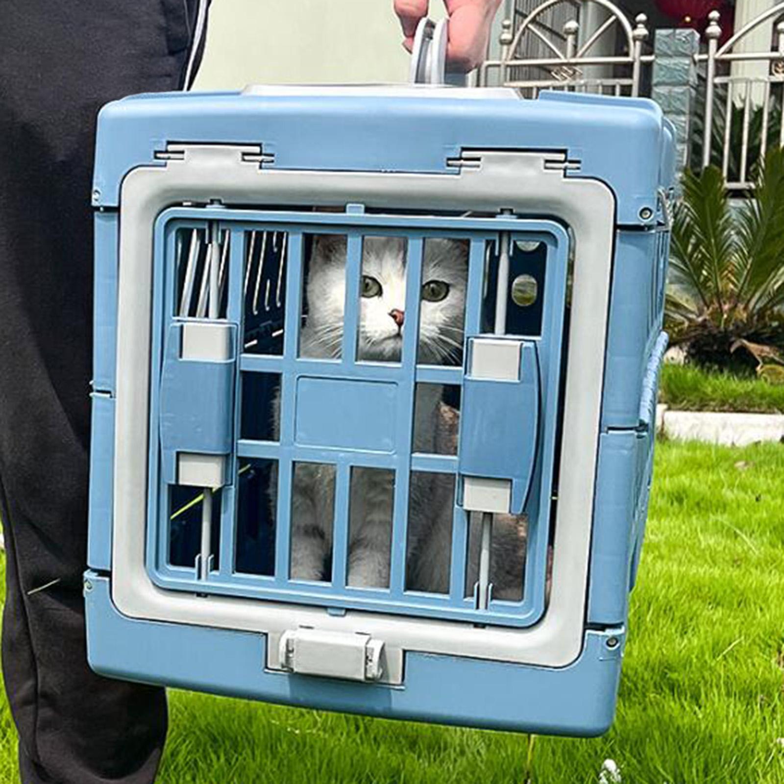 Collapsible Puppy Crate Heavy Duty Foldable Portable Dog Kennel Cat Travel Cage Blue