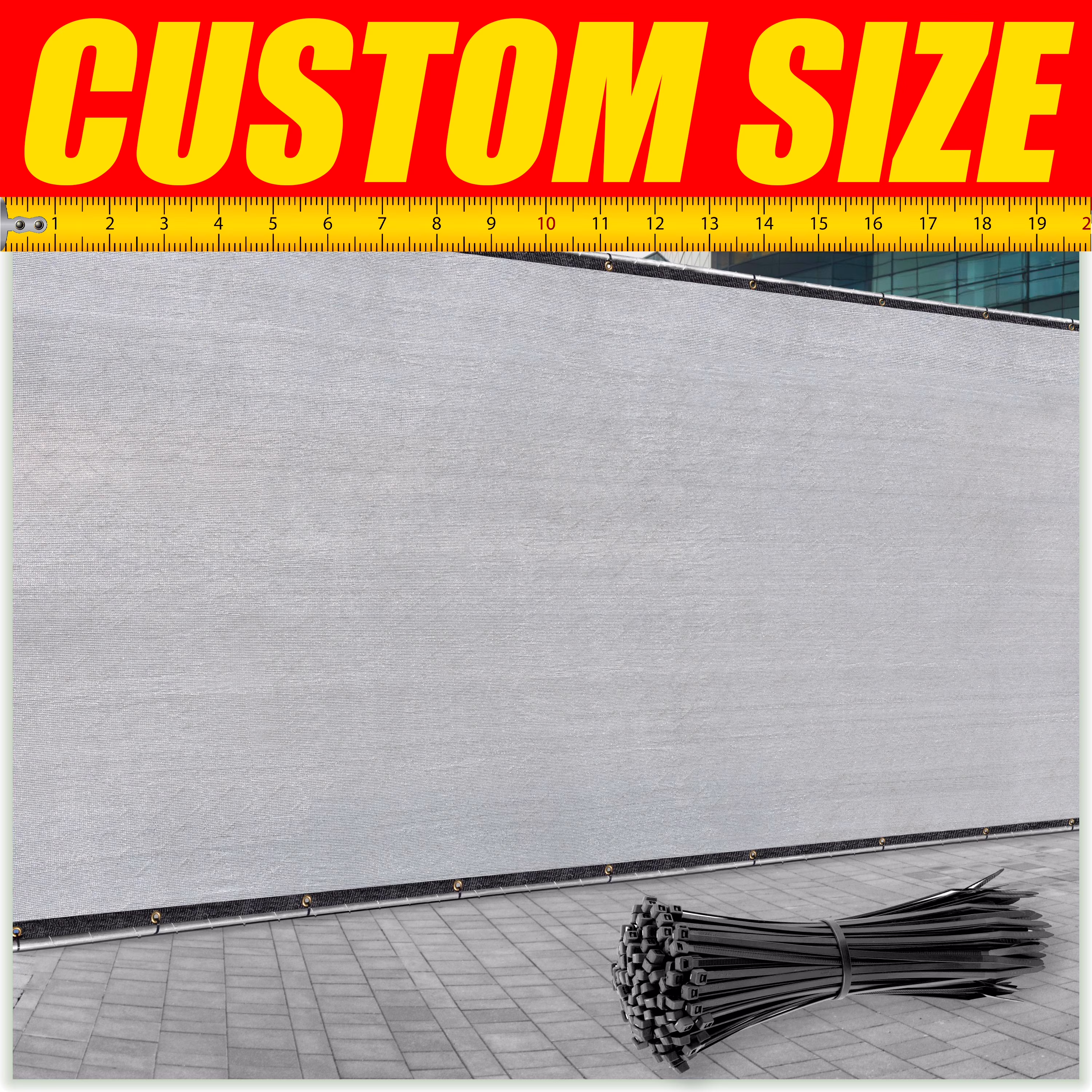 ColourTree 4' x 50' Gray Fence Privacy Screen Windscreen Cover Shade Fabric Cloth, 90% Visibility Blockage, with Grommets, Heavy Duty Commercial Grade, Zip Ties Included - (We Make Custom Size)