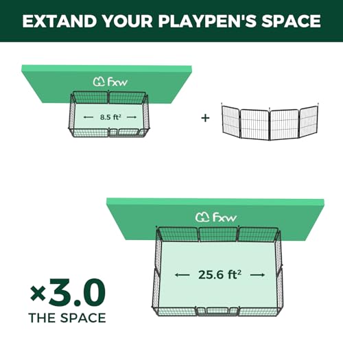 FXW Instant Dog Playpen, Portable Pet Fence for Outdoor, RV Trips, and Camping, 40inch, 16 Panels for Medium and Large Dogs│Patented