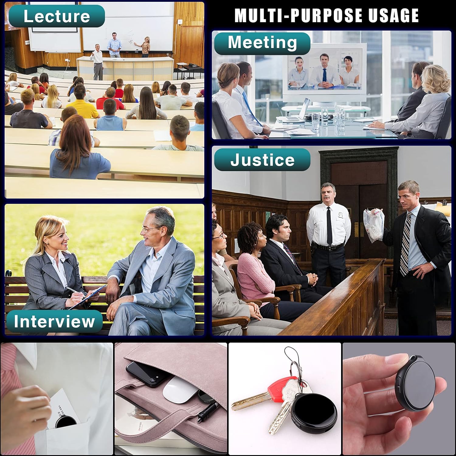 Mini Voice Recorder Slim Voice Activated Recorder Small Recording Device Audio Recorder Digital Voice Recorder 192 Hours Recording Capacity (16GB) Pack of 2