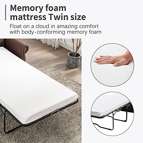 RUNNA Modern Linen Pull Out Sofa Bed Sleeper Sofa Bed with Twin Memory Foam Mattress,Convertible Sleeper Sofa Bed with Removable Backrest and Cushion,for Small Spaces (Gray)