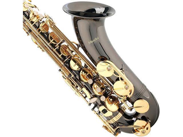 Mendini by Cecilio MTS-BNG+92D Black Nickel Plated and Gold Keys B Flat Tenor Saxophone with Tuner, Case, Mouthpiece, 10 Reeds a