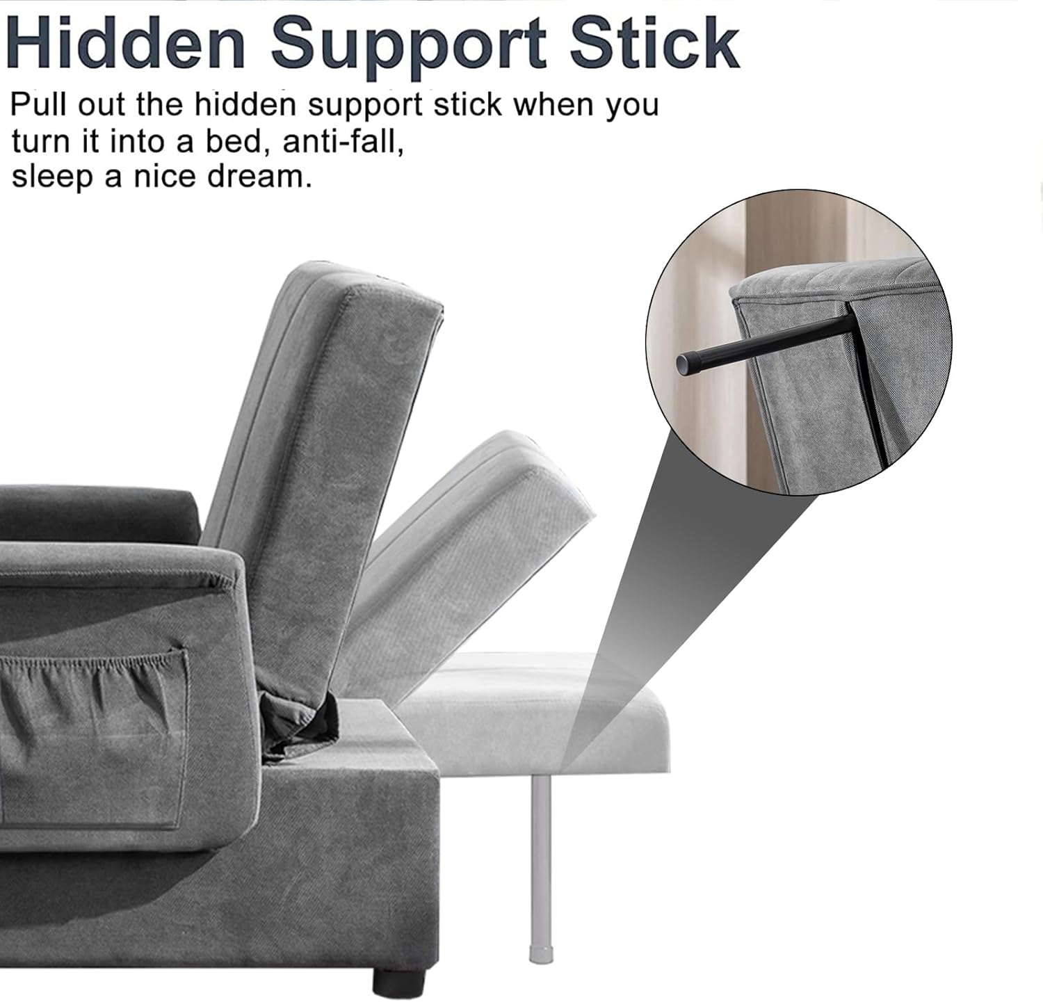 BINGTOO Bed Chair, 3 in 1 Lounge Chair,Multi-Function Folding Sofa Bed, Ottoman Bed Sleeper, Pull Out Sofa Chair, Pull Out Sofa Chair, Convertible Chair to Bed, Pull Out Bed Couch for Small Space