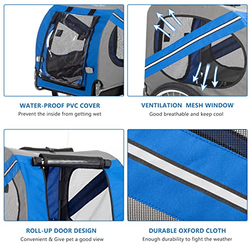 PEXMOR Dog Bike Trailer, Folding Pet Dog Trailer Cart for Bicycle, Bike Cargo Wagon Carrier w/Universal Hitch & 20" Wheel