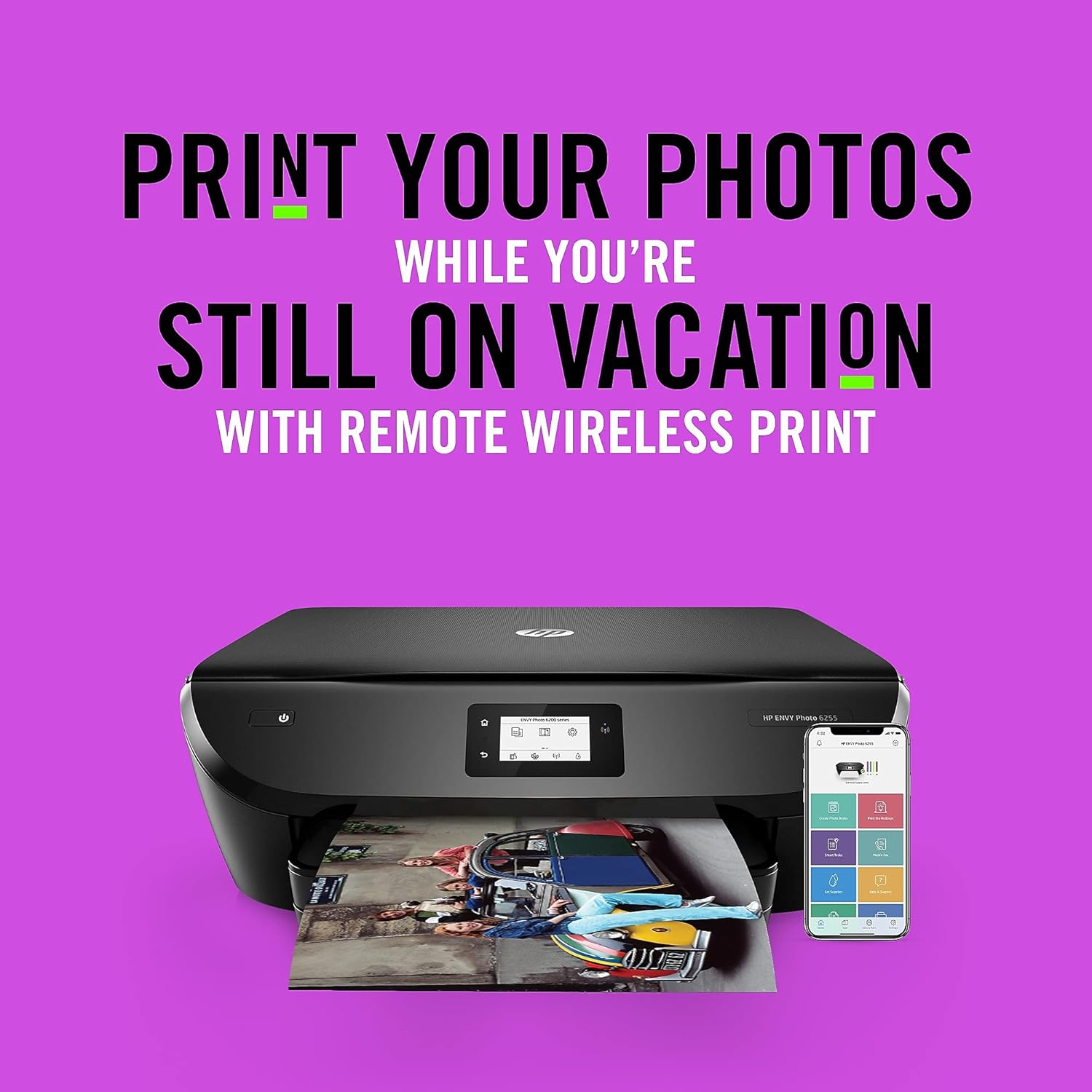HP ENVY Photo 6255 Wireless All-in-One Color Printer, Works with Alexa (K7G18A)
