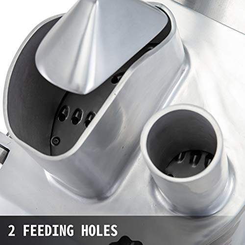 VBENLEM 110V Commercial Food Processor 2 Feeding Holes, 550W Electric Vegetable Slicer 1600 RPM, Stainless Steel Vegetable Processor Detachable 6-blades, 3mm/4mm/7mm Shred, 2mm/4mm Slice