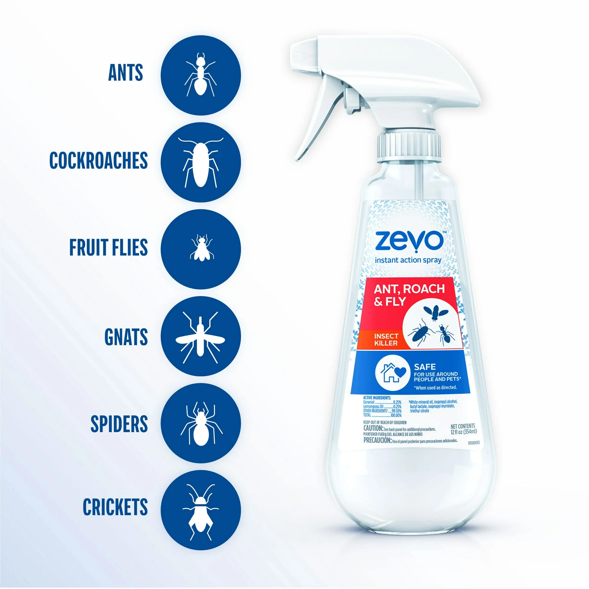 Zevo Instant Action Multi-Insect Killer - Ant, Roach, Fly 12oz  - 8 Pack