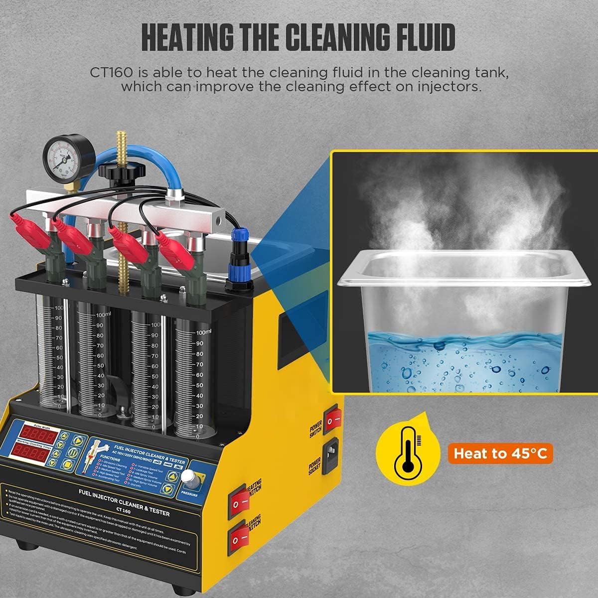 FXTUL Fuel Injector Cleaner Kit Injector Cleaner Tester Machine with 4-Cylinder Fuel Injection Cleaner Tool 220V/110V Automotive Fuel Injection System Cleaning Machine for Motorcycle Vehicle