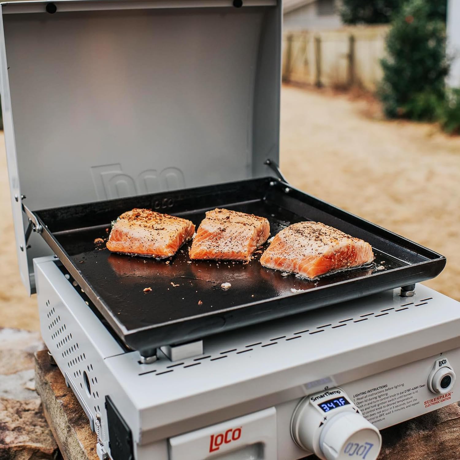 Loco Cookers 1 Burner Portable Tabletop Digital Propane SmartTemp 16 Inch Flat Top Grill, Operates on 1 Pound Propane Cylinder or 20 Pound Tank
