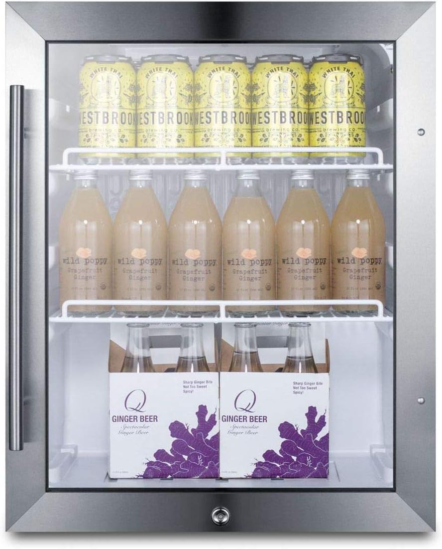 Summit Appliance SPR314LOSCSS Compact Outdoor Beverage Center with Stainless Steel Trimmed Glass Door, Automatic Defrost, Adjustable Thermostat, Stainless Steel Cabinet and Front Lock