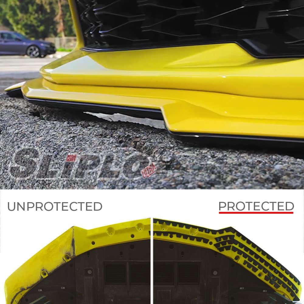 SLIPLO Ultra Universal Front Bumper Scrape Guard Skid Plate Bumper Protection for Lowered Cars, Carbon Fiber Splitters and Aftermarket Bumper Lips, Anti-Scratch DIY Bumper Protector Kit v2