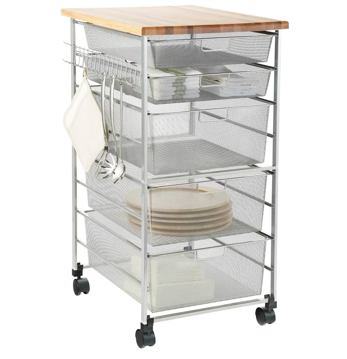 elfa Mesh Kitchen Cart Platinum, 19x22 x 23x22 x 37-1/2x22 H | The Container Store