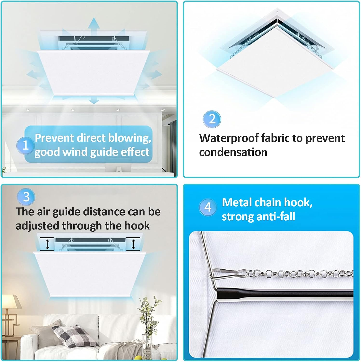 Adjustable Air Conditir Deflector, Air Central Vent Deflector Prevent The Cold Air from Blowing Straight, Easy Installation, Cl