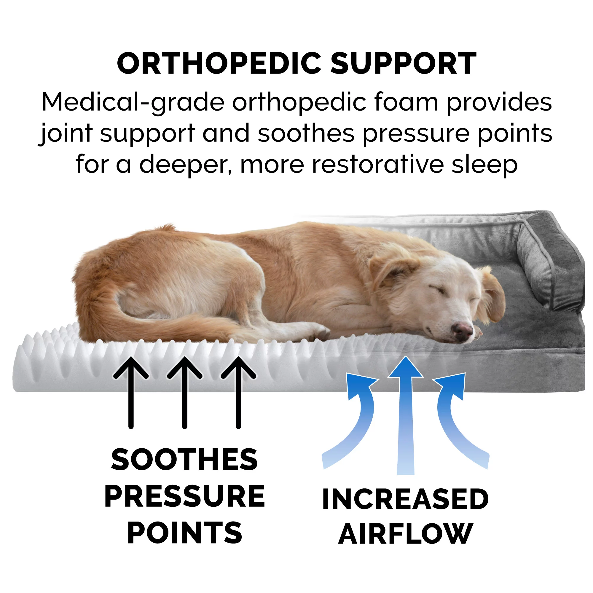 FurHaven Pet Products Plush & Velvet Comfy Couch Orthopedic Sofa-Style Pet Bed for Dogs & Cats - Dark Gray, Jumbo - Curated Treasures Market