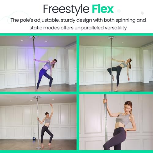 GOODTIMES Dance Pole - Professional Dancing Pole with LED Lights - Portable Heavy Duty Spinning & Static Dancing Pole for Dancing - Height Adjustable Dance Fitness Pole for Training & Exercise