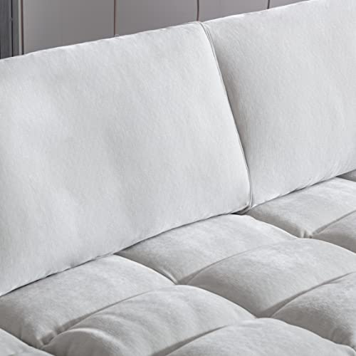 Roundhill Furniture Breton Modular Sectional Sofa Couch for Living Room, L Shape+Ottoman, 7-Piece, Oyster Grey