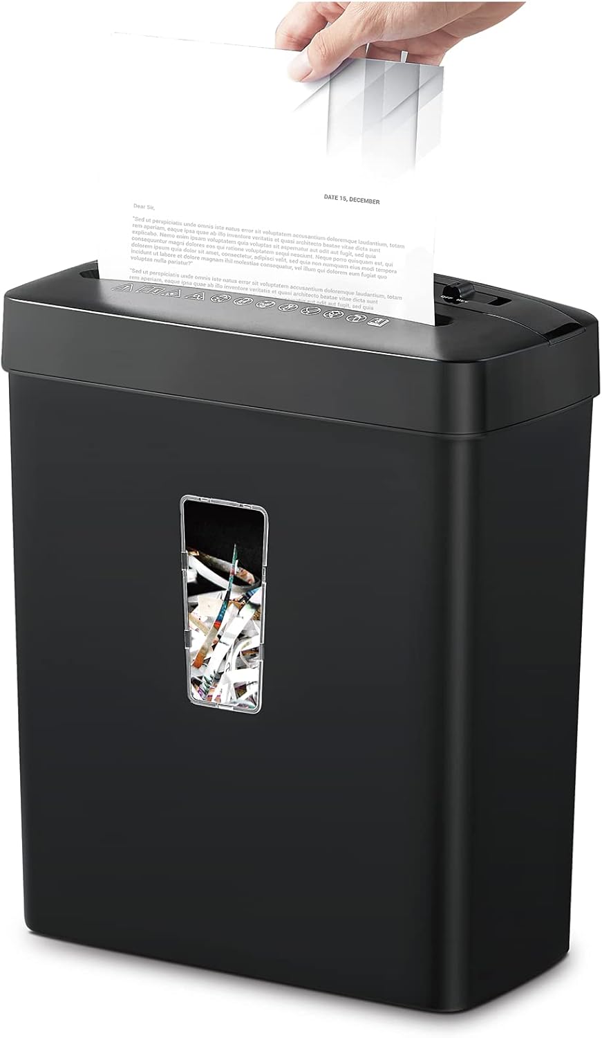 Woolsche Home Office Shredders C220P 6-Sheet Cross Cut Removable, Low Noise Desktop Paper Shredder with Security Lock, P-4 Security Level Shreds Paper/Credit Card
