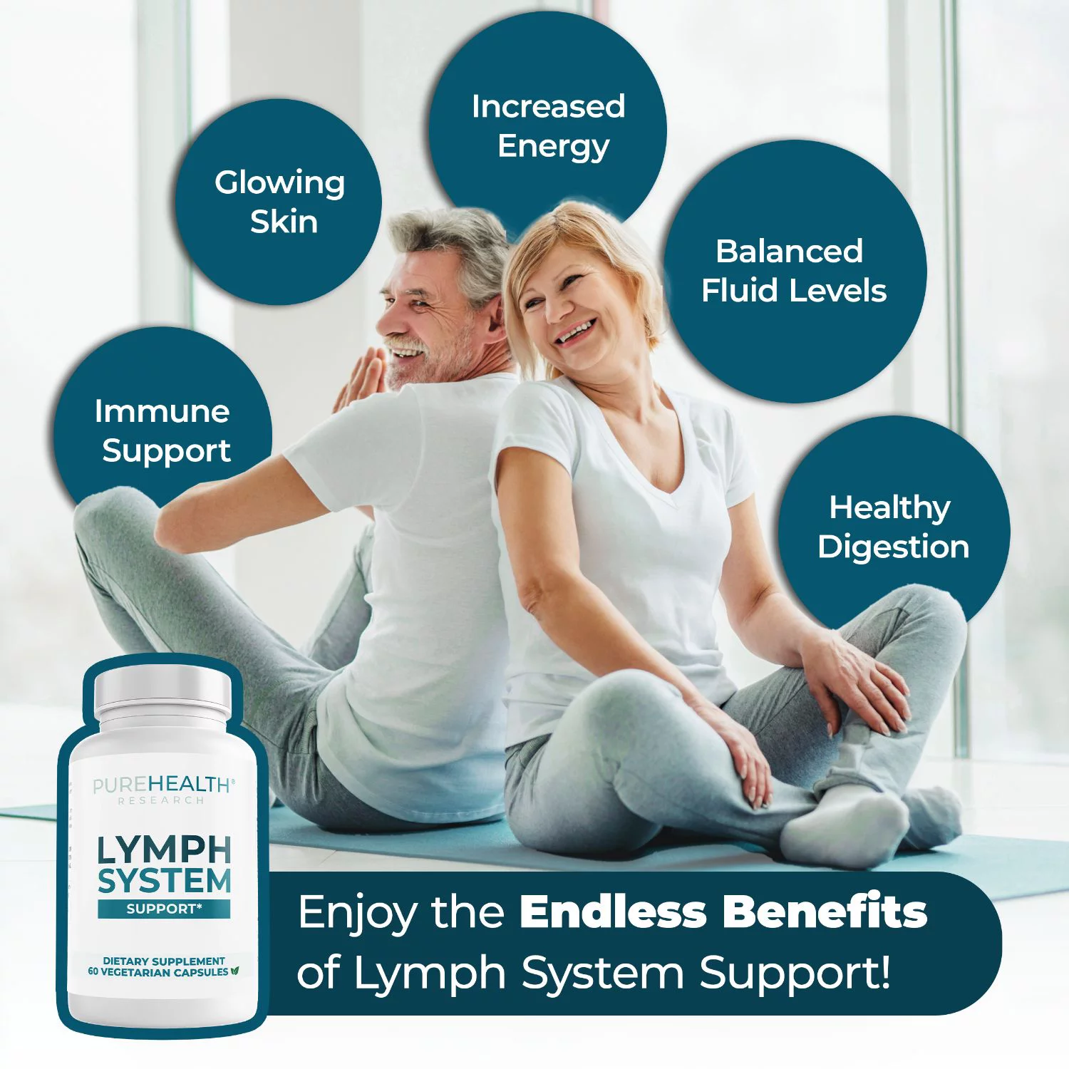 Lymphatic Support, Lymphatic Supplement To Reduce Swelling, PureHealth Research x6