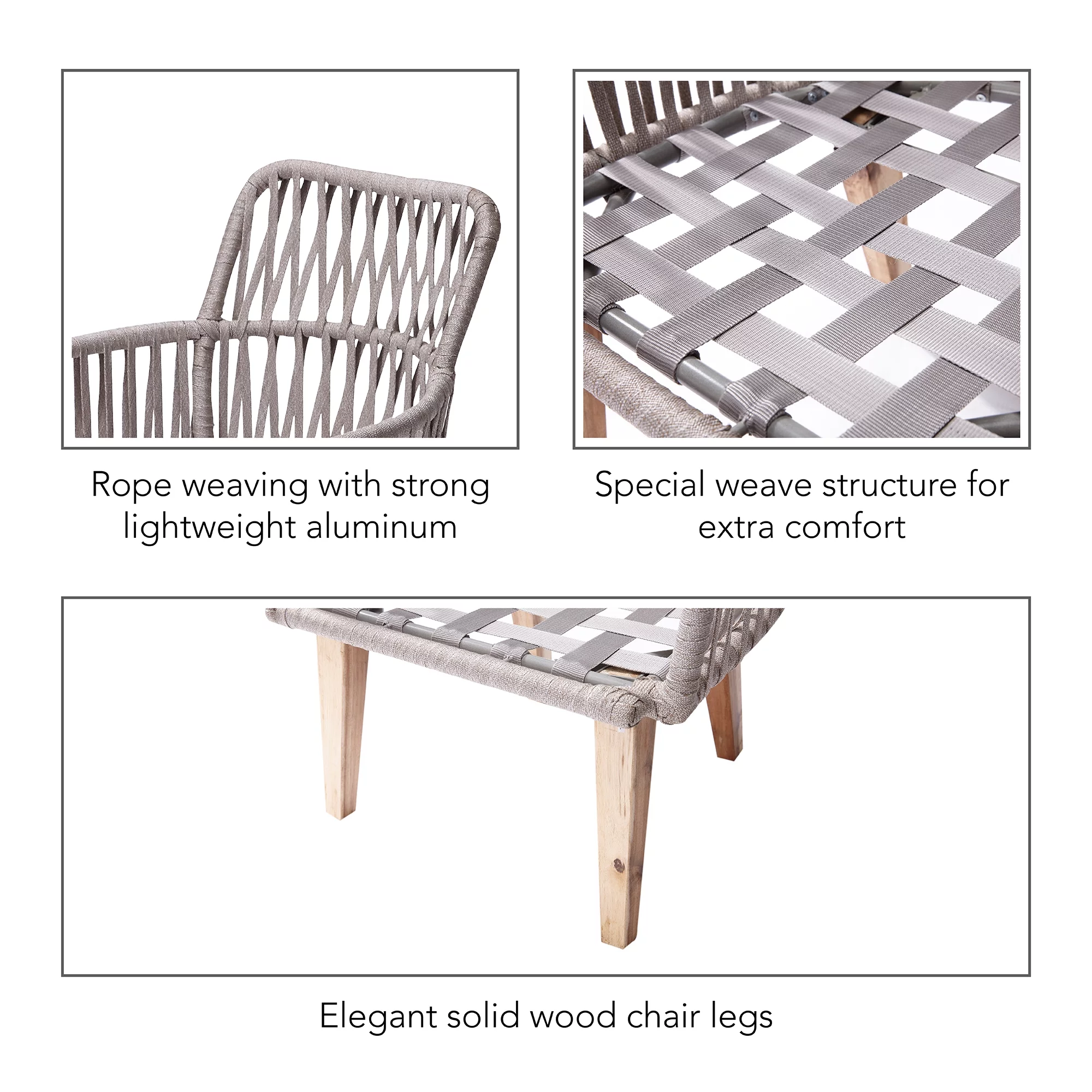 Teamson Home Indoor/Outdoor 3 Piece Wicker Bistro Table and Chairs Patio Seating Set, Tan/Brown