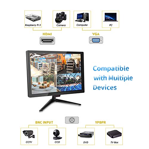 19.5" CCTV Monitor, 16:9 1600x900 BNC Monitor BNC/YPbPr/VGA/HDMI/Audio in Out, VESA Wall Mounting TFT LCD Security Camera Monitor for Home Surveillance Systems PC STB DVR