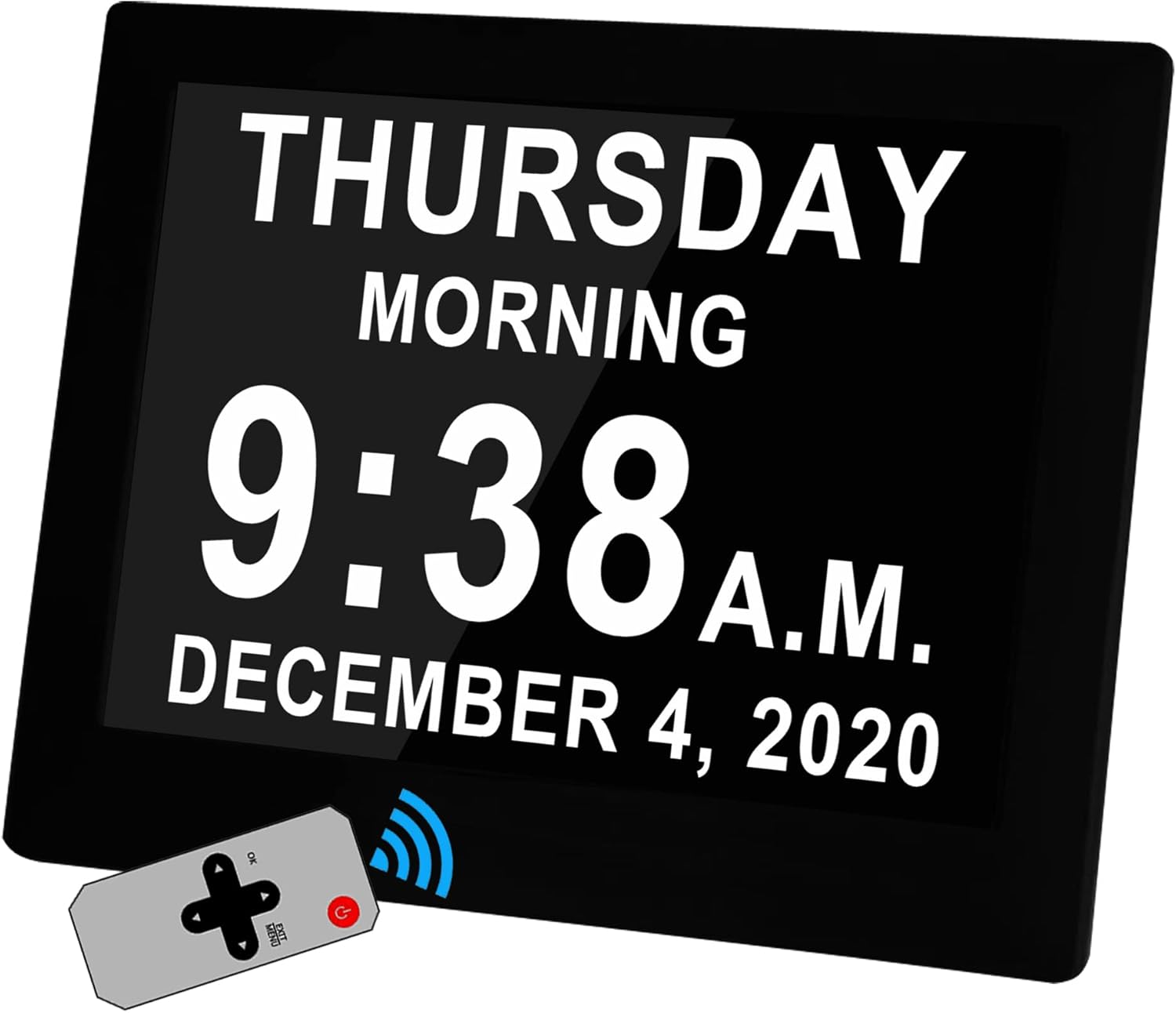 [Upgraded] Digital Alarm Calendar Day Clock with Remote Control, 8'' Large AM/PM Wall Desk Clock for Seniors Alzheimers' Dementia Memory Loss