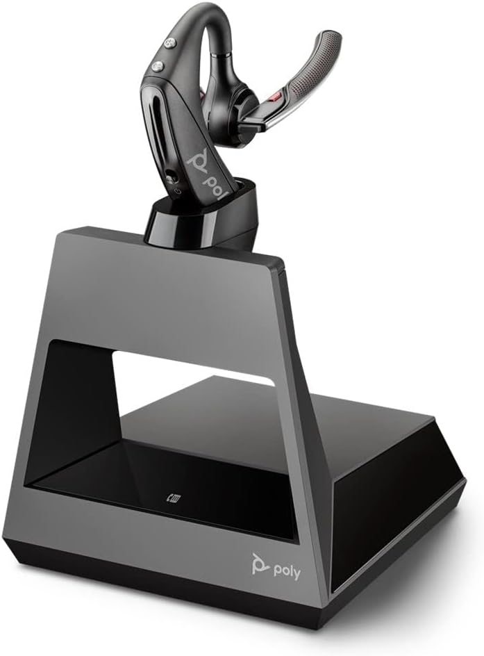 Plantronics by Poly Voyager 5200 UC Wireless Headset & Charging Case - Single-Ear Bluetooth Headset w/Noise-Canceling Mic - Connect Mobile/Mac/PC via Bluetooth - Works w/Teams, Zoom - (206110-102)