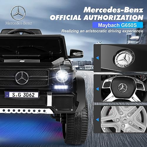 JOYLDIAS Licensed Mercedes-Benz G650S Ride On Car for Kids, 12V7AH Kids Ride On Truck with 2.4Ghz Remote Control, 3 Speeds, Bluetooth,Music,LED Lights, Spring Suspension, Blue