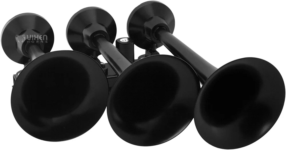 Vixen Horns Train Horn Kit for Trucks/Car/Semi. Complete Onboard System- 200psi Air Compressor, 3 Gallon Tank, 3 Trumpets. Super Loud dB. Fits Vehicles like Pickup/Jeep/RV/SUV 12v VXO8330B/3418B