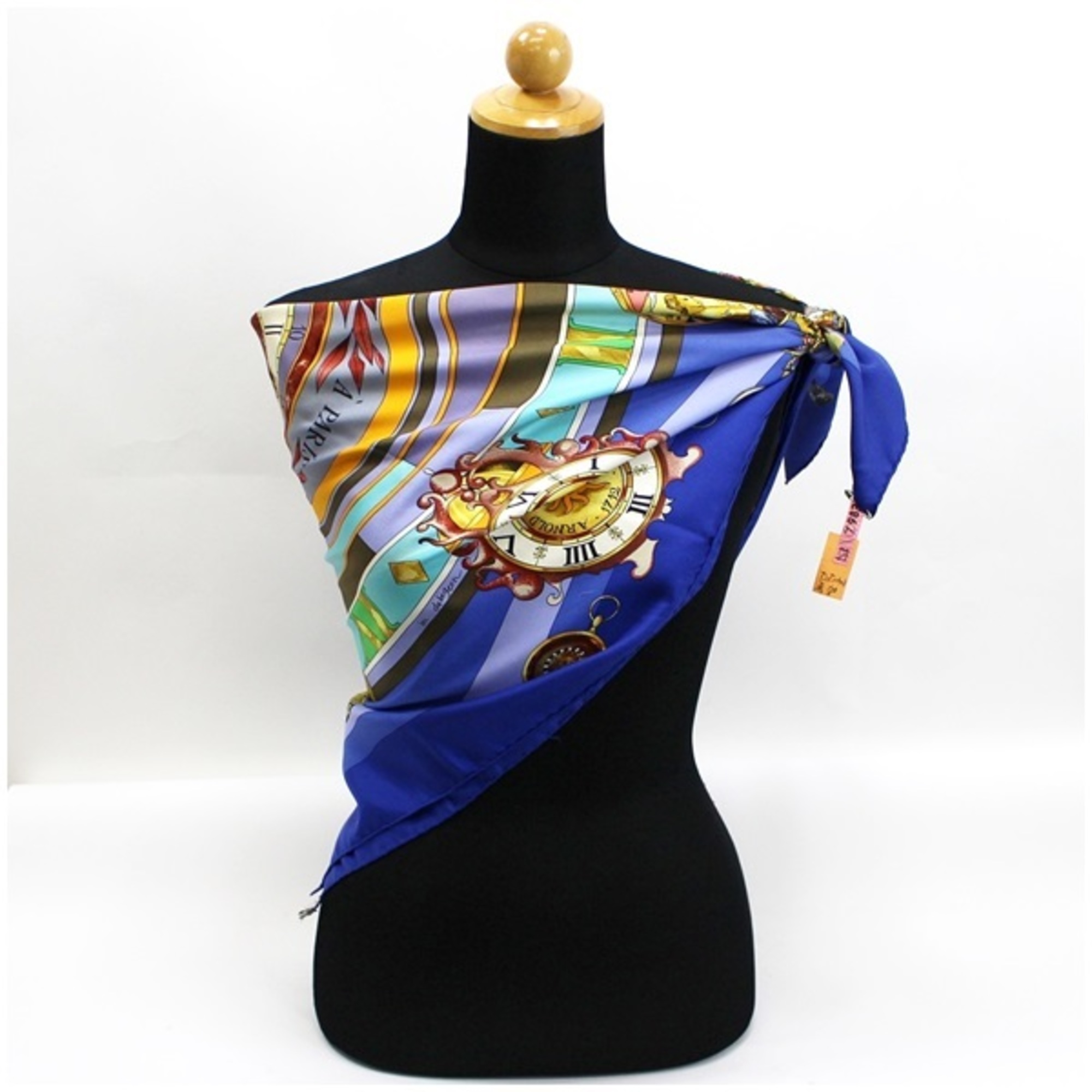 Pre-Owned Hermes Silk Scarf Muffler Carre 90 "permi lesfleurs je compt les heures" Time spent in flowers HERMES Ladies (Good)