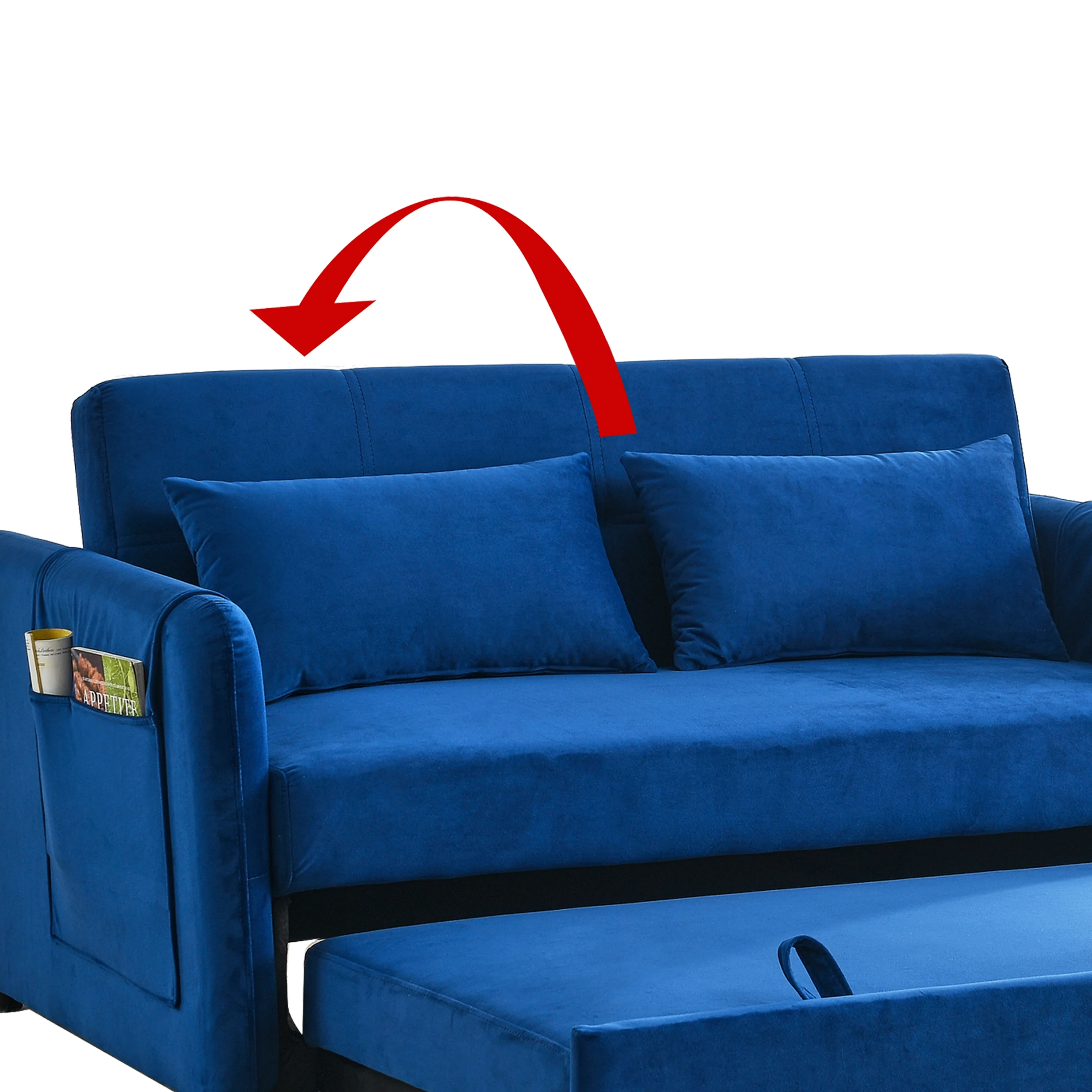 Modern Velvet Pull Out Convertible Sleeper Sofa Bed, Folding Loveseat Futon Couch with Adjustable Backrest Lumbar Pillows for Living Room Bedroom Office - Curated Treasures Market