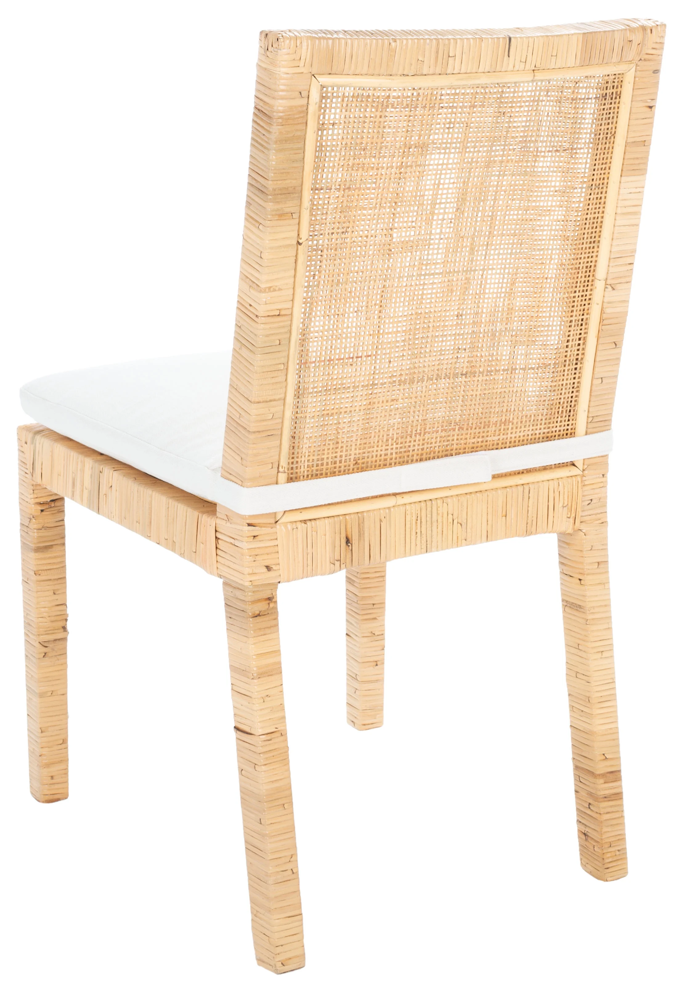 SAFAVIEH Tojo Cane Dining Chair with Cushion, Natural/White, Set of 2